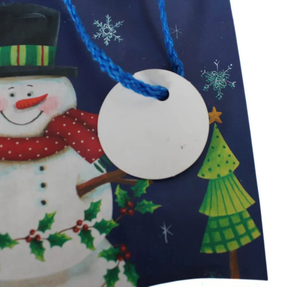 Set of 2 Used Christmas Gift Bags Santa Snowman Reusable Crafting Scrapbooking